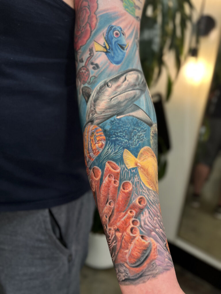 Mike DeVries_Underwater Ocean tattoo_realistic tattoo_in southern california