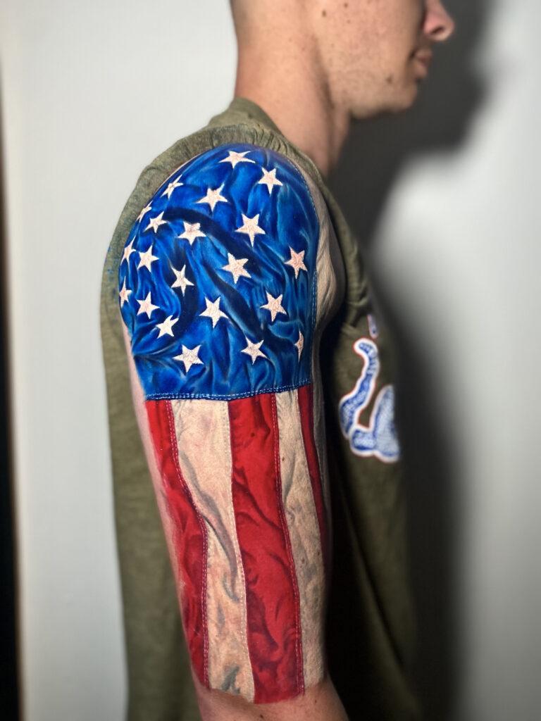 Realistic colorful american flag tattoo_tattoo artist_thousand Oaks